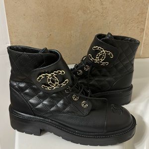 Chanel Interlocking CC Combat Boots